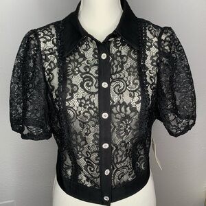 🖤 Lace Rhinestone Button Top 🖤
